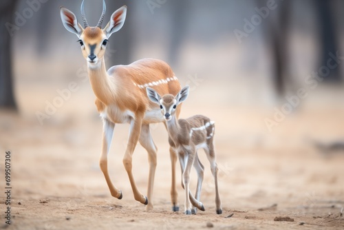 gazelle with newborn in gentle stride © primopiano