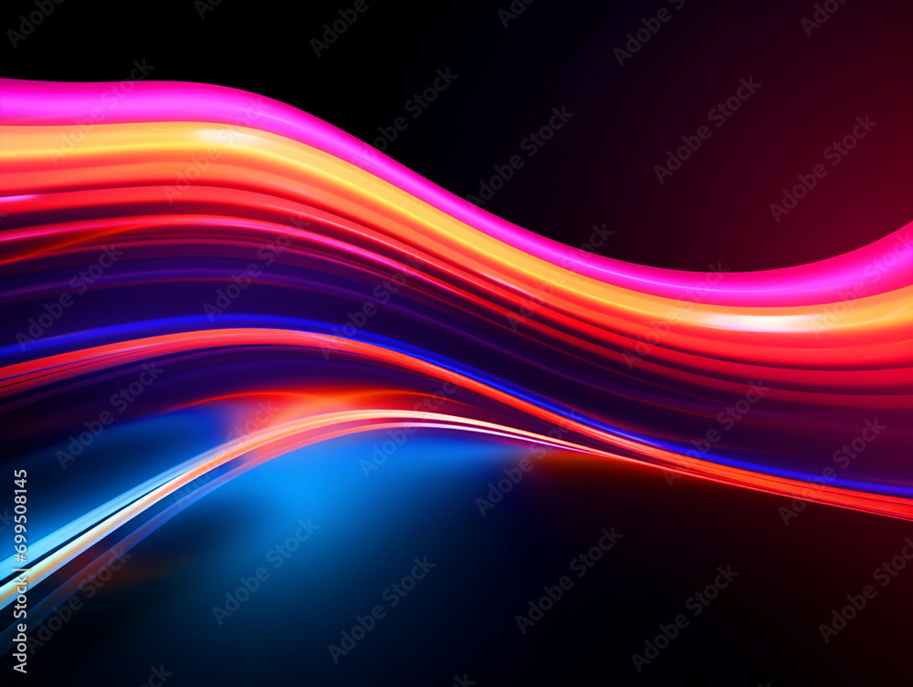Colorful glowing neon lines background - ai generative
