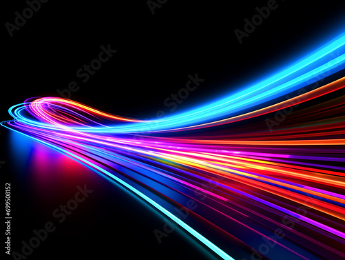 Colorful glowing neon lines background - ai generative