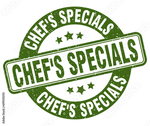 chef's specials stamp. chef's specials label. round grunge sign