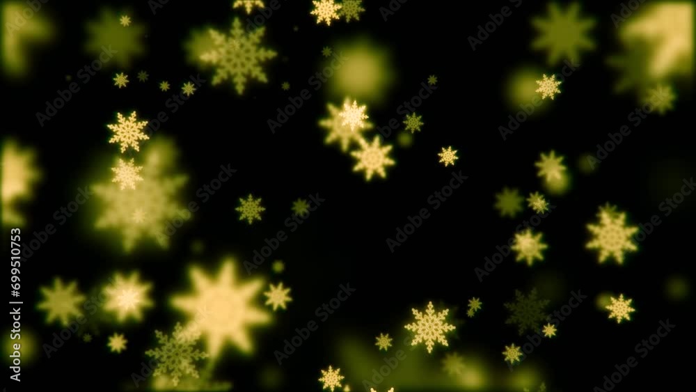 Beautiful festive bokeh effect, yellow christmas new year snowflakes shining falling glowing with yellow effect on black background. Beautiful festive bokeh effect, yellow christmas new year snowflakes shining falling glowing with yellow effect on black background.