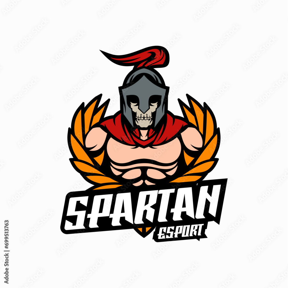 Illustration Vector Spartan Mascot Cartoon Logo Style.