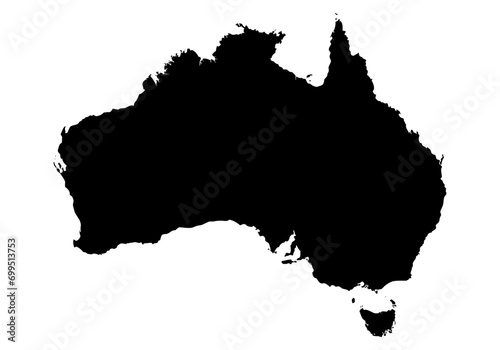 Silueta negra del mapa de Australia.