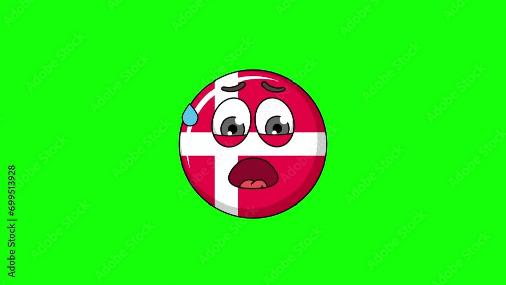 flag of denmark emoticon with an expression of sweltering, hot, sweating flag of denmark emoticon with an expression of sweltering, hot, sweating