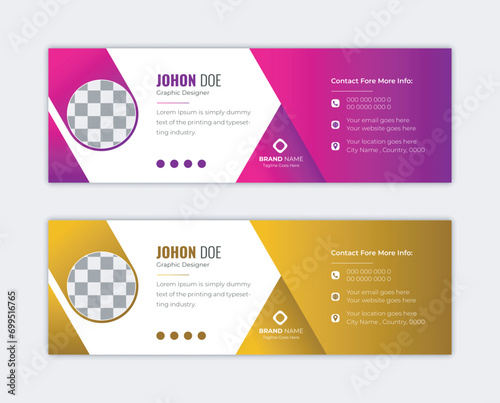 
Corporate Business email signature template design with color variation bundle for all business with white
background, unique vector design or email footer and personal social media cover. photo