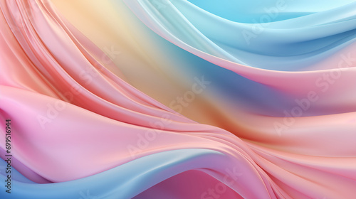 Abstract background of elegant silk or satin wavy folds. Elegant and luxurious soft waves with shiny pastel colors. Suitable for backdrop, banner, wallpaper.