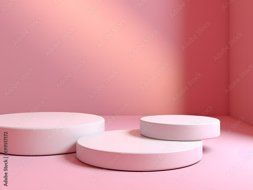 3D product podium with White Terrazzo on a Pink Background 3D product podium with White Terrazzo on a Pink Background