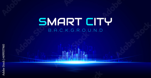 Gradient smart city and glow effect landing page