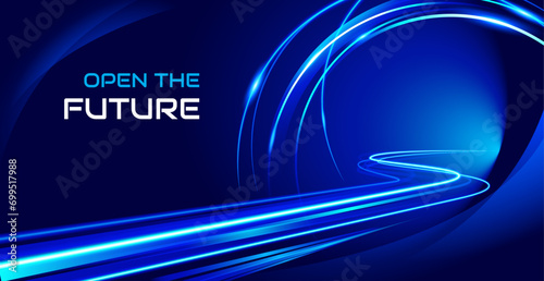 vector abstract technological light tunnel background