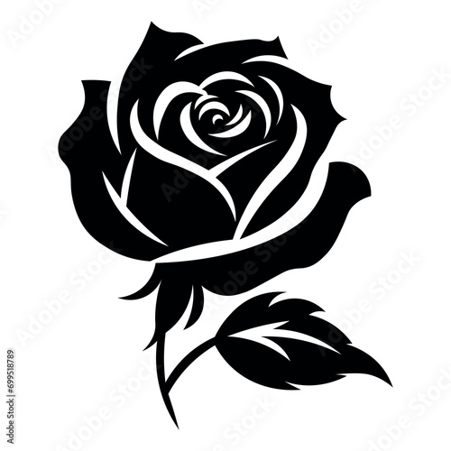 Rose black vector icon on white background