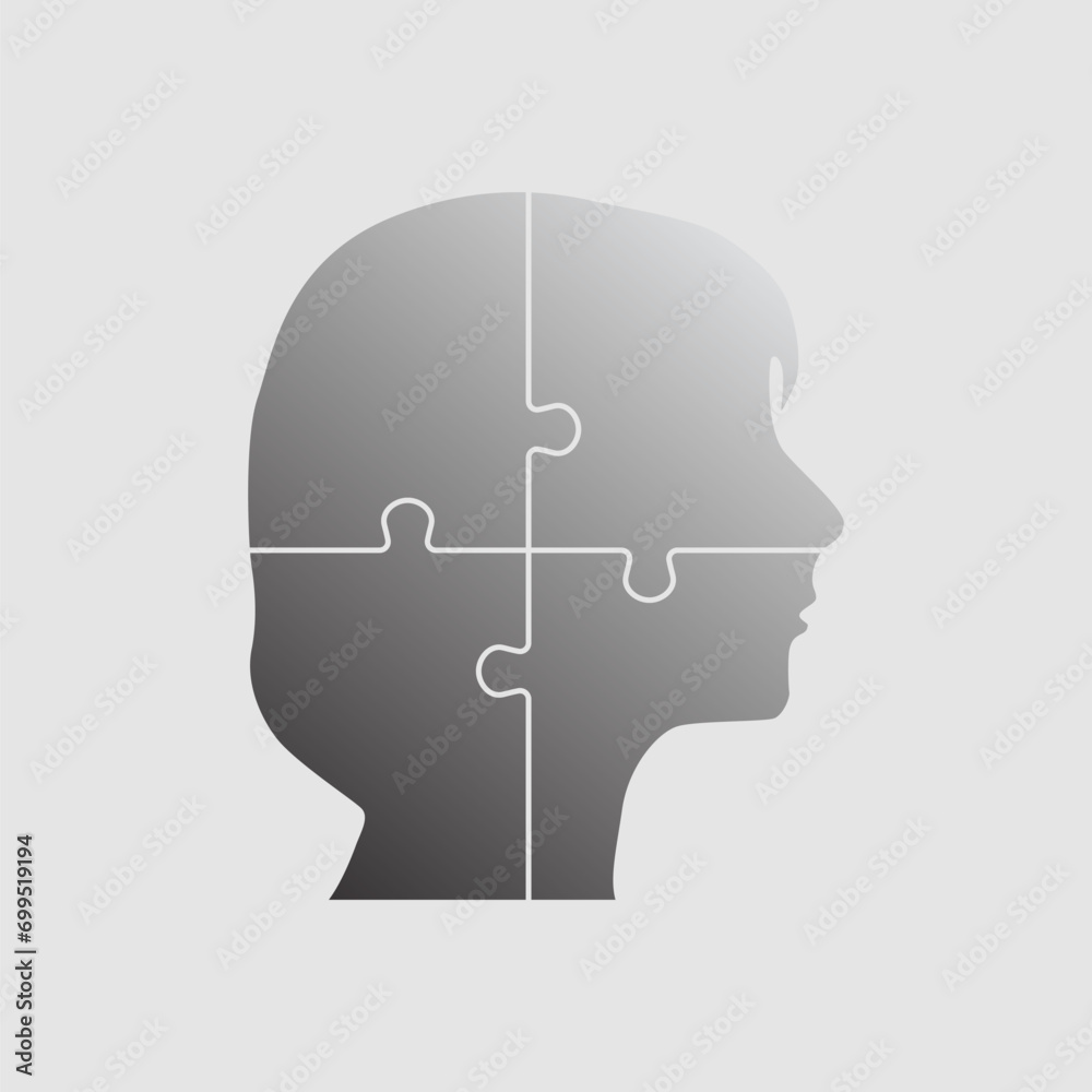 Female head made puzzle pieces. Strategy education Female head made puzzle pieces. Strategy education
