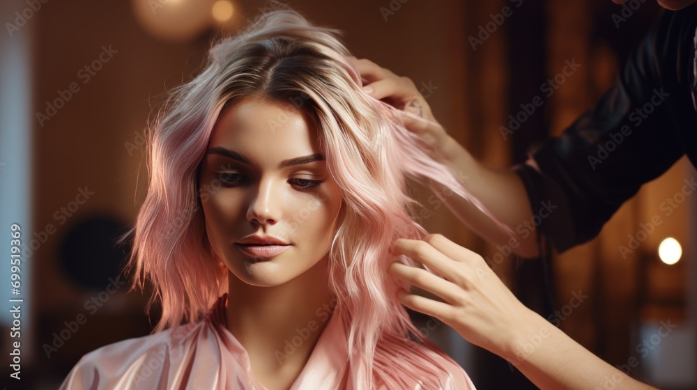 Fototapeta premium Hairdresser at hair salon