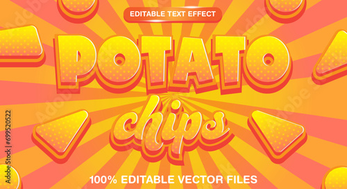 Potato chips 3d cartoon text style template