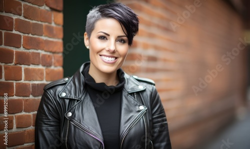 Portrait woman with hair cutting Style photo