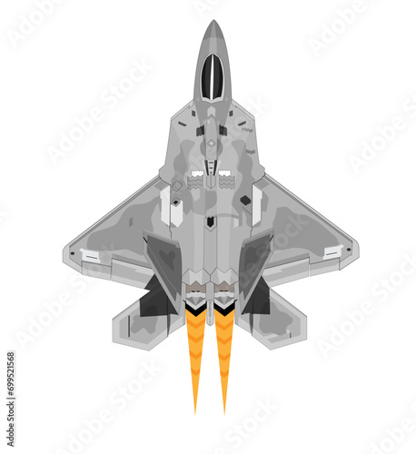 Lockheed Martin F-22 Raptor Vertical Climb with Afterburner Vector Drawing 