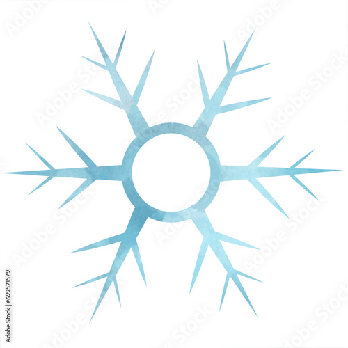 Watercolor drawing: large snowflake. Bright delicate colors.