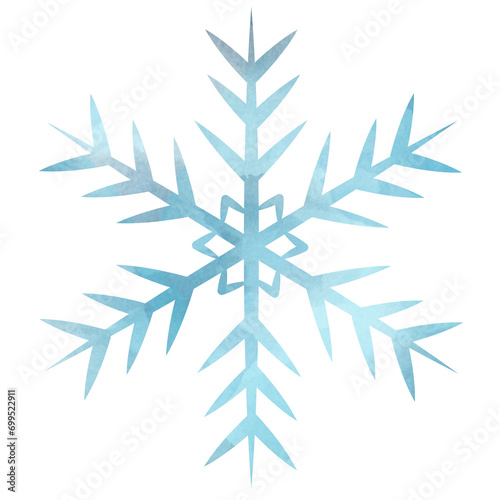 Watercolor drawing  large snowflake. Bright delicate colors.