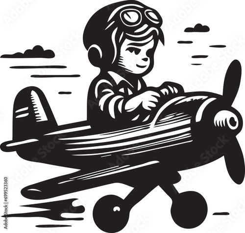 Kind in Flugzeug photo