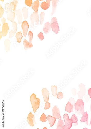 オレンジやピンクのグラデーションのドットが散らばった水彩テクスチャの背景イラスト