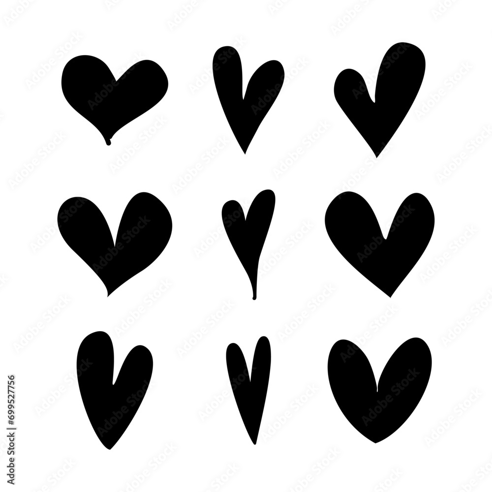 Heart vector set, Heart shape vector set, Love symbols on Valentines day, Heart collection on white background vector illustration