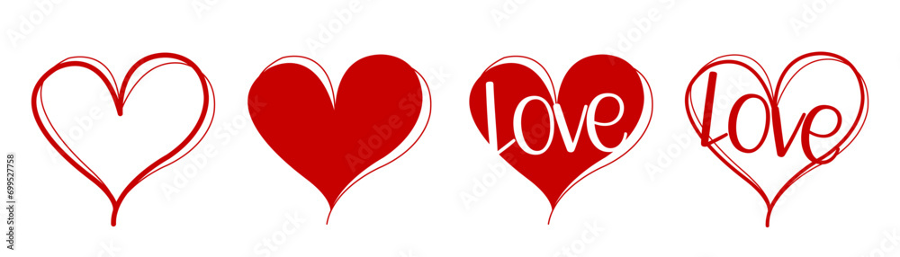 Red Heart vector set, Heart shape vector set, Love symbols on Valentines day, Heart collection on white background vector illustration Red Heart vector set, Heart shape vector set, Love symbols on Valentines day, Heart collection on white background vector illustration