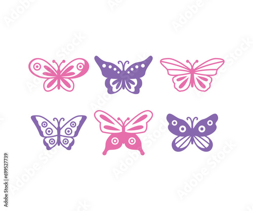 Wallpaper Mural set of butterflies vector design simple icon illustrations collections element isolated Torontodigital.ca