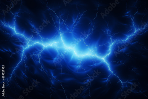 High voltage electric current glows neon blue on a dark background.