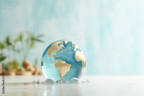 A globe with gold glitter on it