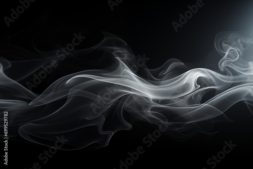 Beautiful smoke patterns are floating on a dark background.