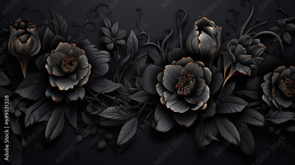 Black flowers ornament