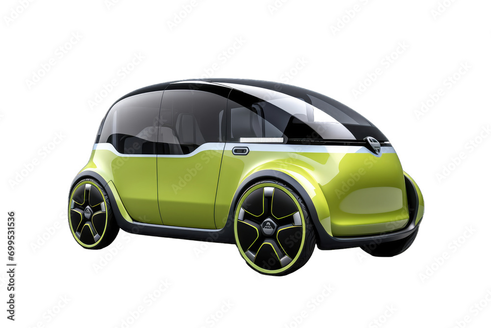 futuristic compact car with a sleek and modern design