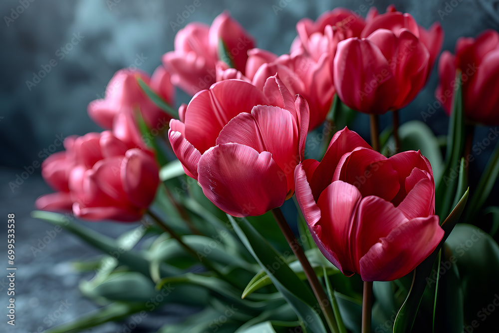Fototapeta premium pink and white tulips