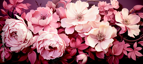 Beautyfull background with pink colorful peonies.Elegant bouquet of a lot of peonies of pink color close up. © Vero