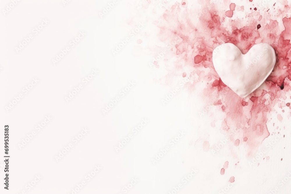 Heart with red and pink paint splashes on a white background for Valentine's Day greeting card