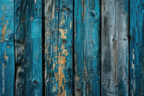 Serenity Blue Aged Wood Texture and Background with Rustic Wall and Vintage Timber Panel