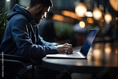 a person writing on a notebook and sitting near a laptop