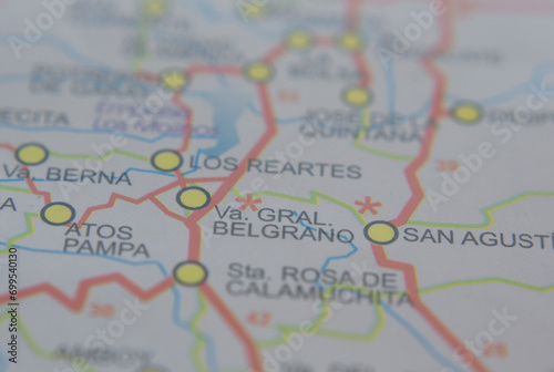 route map of villa general belgrano, tourist city