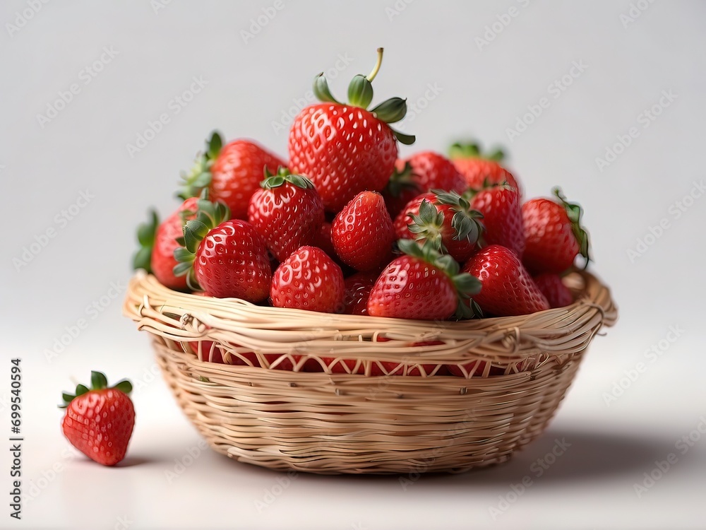 a realistic portrait of strawberry in a basket a realistic portrait of strawberry in a basket