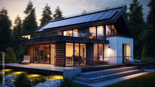 Modern cottage with solar panels © Fauzia