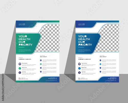 Corporate healthcare medical flyer or poster design layout.
