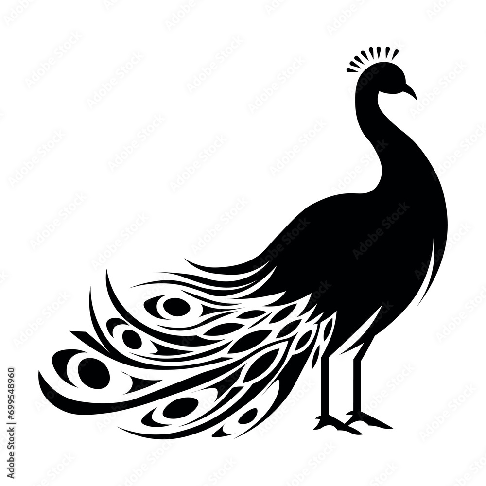 Obraz premium Peacock black vector icon on white background