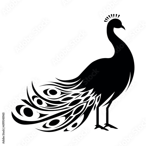 Peacock black vector icon on white background