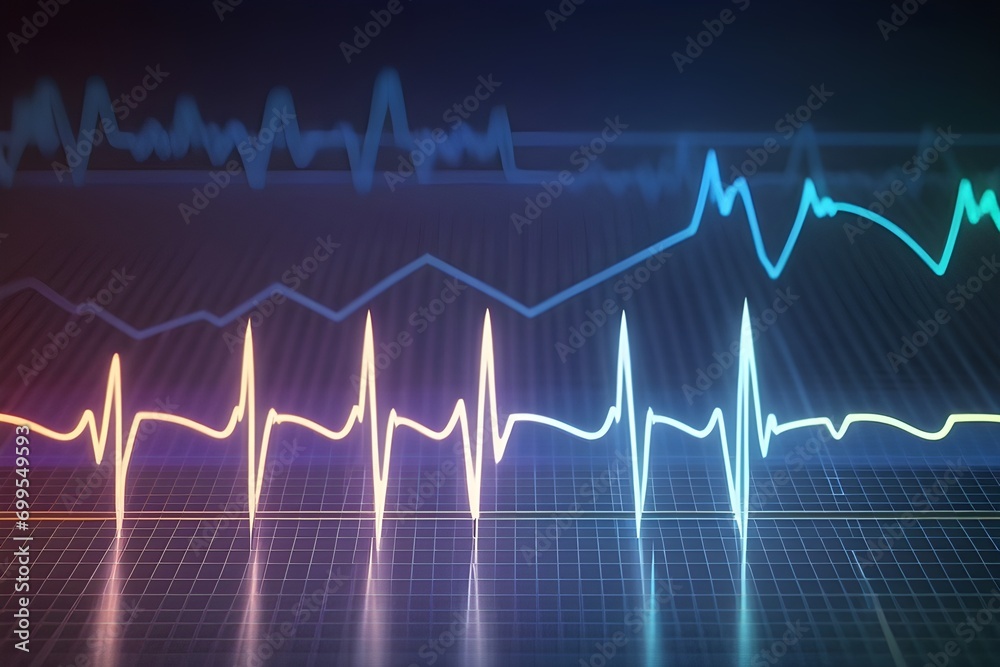 Develop an illustration of an electrocardiogram (ECG or EKG) graph, generative AI, background image