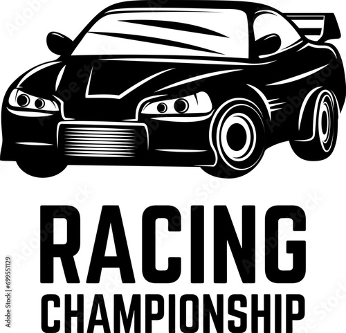 Racing car illustration. Design element for emblem  sign  brand mark
