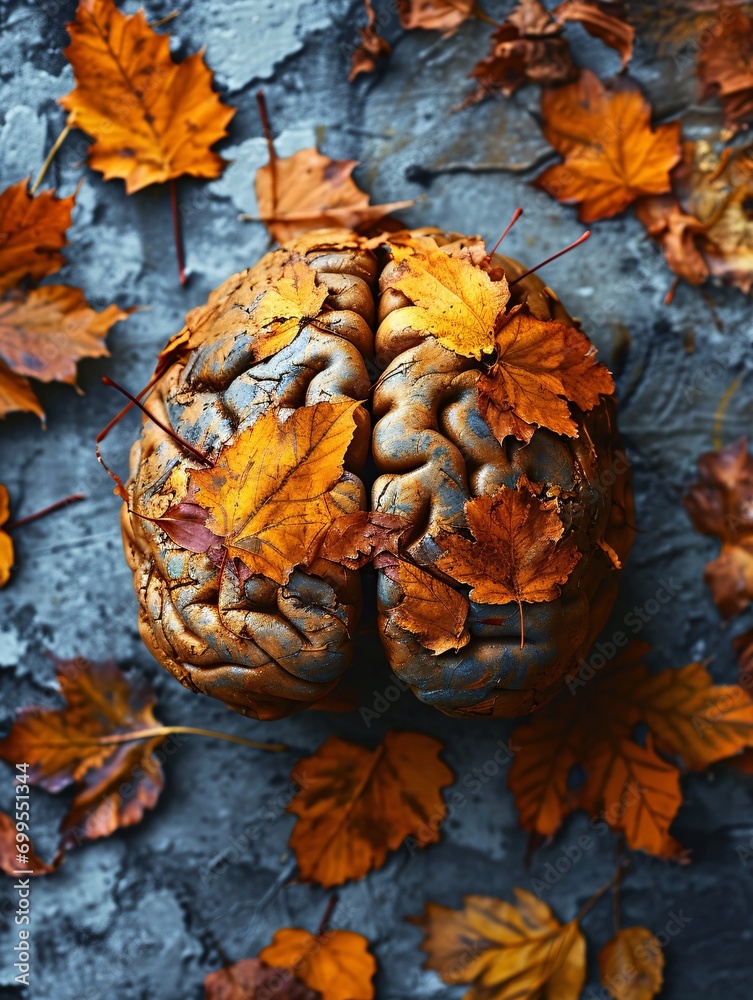 Autumn foliage symbolizes dementia diagnosis for Alzheimer awareness.