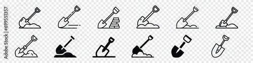 Shovel Icon, Garden Shovel icon, Hand garden shovel icon. Outline hand garden shovel vector icon, Shovel icon flat. Digging with garden shovel vector icon, Shovel in dirt vector icon