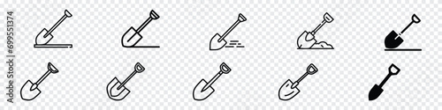 Shovel Icon, Garden Shovel icon, Hand garden shovel icon. Outline hand garden shovel vector icon, Shovel icon flat. Digging with garden shovel vector icon, Shovel in dirt vector icon photo