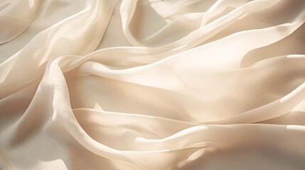 Boho wedding backdrop with natural light shadows on beige linen cloth texture.