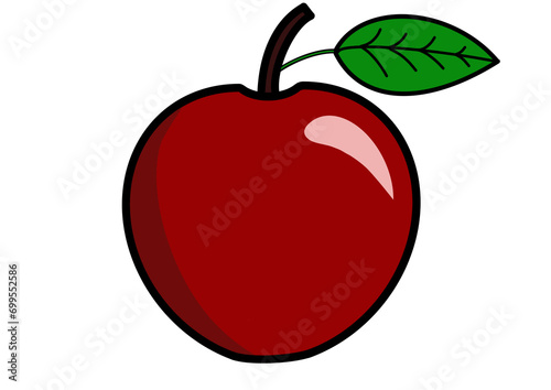 red apple with leaf