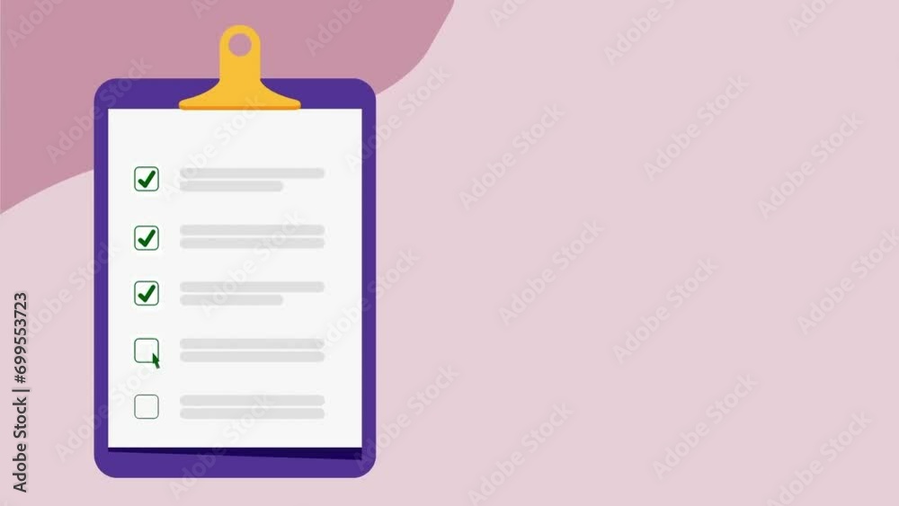 checklist animation video on the activity list board. clipboard with